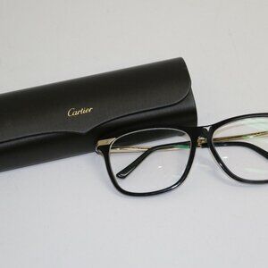 Cartier Sunglasses CT 0104SA-001 cat3 Black-Gold/Clear 145MM **READ**